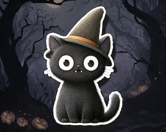 Spooky Black Cat Halloween Sticker: Creep Culture Vinyl Decal