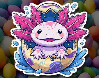 Axolotl Hatchling - Easter Themed Waterproof Vinyl Sticker