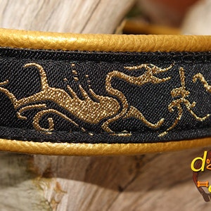 Dragon Dog Collar Vegan Leather, Celtic Hounds, Martingale Chain