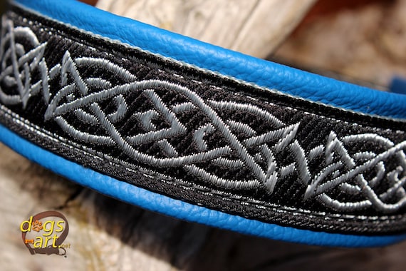Viking Dog Collar Leather, Celtic Knots, Strong Metal Aluminum Buckle, Design Your Own