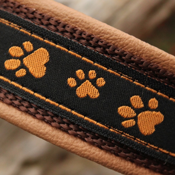 Pawprint hondenhalsband leer, Martingale Limited Slip, messing, Doglover cadeau met poten, maak je eigen