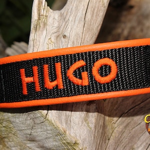 Hondenhalsband met naam en telefoon, gepersonaliseerd geborduurd, veel kleuren beschikbaar, zelf ontwerpen