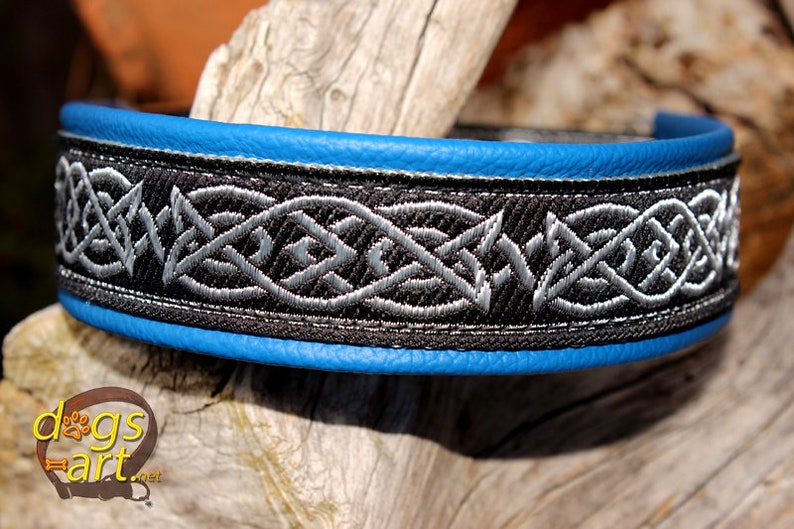 Viking Dog Collar Leather Celtic Knots Strong Metal Aluminum Etsy