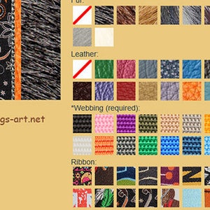 Puede incluir: Una selecci&oacute;n de cintas y correas coloridas para collares de perro. La correa est&aacute; disponible en una variedad de colores y texturas, incluyendo negro, rosa, morado, verde, azul y naranja. La cinta est&aacute; disponible en una variedad de patrones, incluyendo floral, geom&eacute;trico y estampado de animales. La direcci&oacute;n del sitio web www.dogs-art.net se muestra en la parte inferior de la imagen.