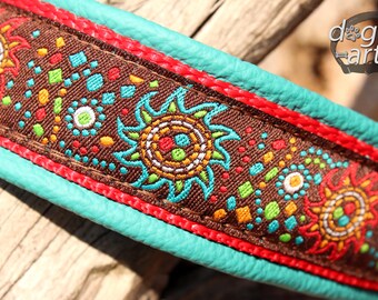 Dog Collar Leather, Colorful with adjustable Buckle, Design your own