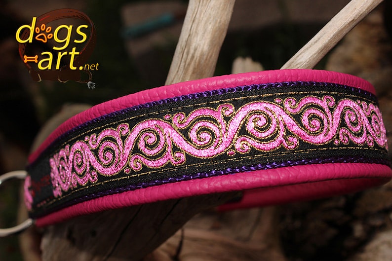 Pink Dog Collar, Leather Martingale Limited Slip, Princess, Design Your Own image 4