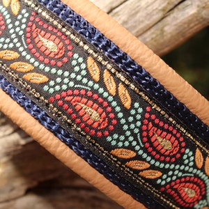 Custom Dog Collar Leather, Floral Leaves, Metal Buckle, Engraved Personalized, Design Your Own, Dog Collar with Name
