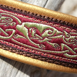 Leather Dog Collar Celtic, Metal Buckle, Dragons and Hounds, Many options to choose from