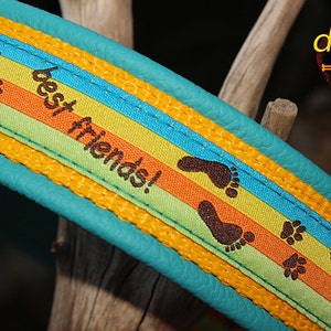 Collare in pelle per cani, design Best Friends, impronta di zampa, impronta del piede, regalo per amanti dei cani, fibbia in metallo, incisione personalizzata, crea il tuo