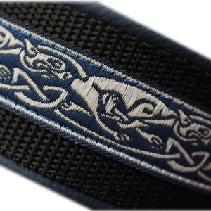 Wide Dog Collar Leather, Martingale Limited Slip, Celtic Hounds and Dragons