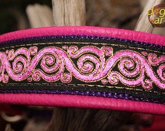 Pink Dog Collar, Leather Martingale Limited Slip, Princess, Design Your Own