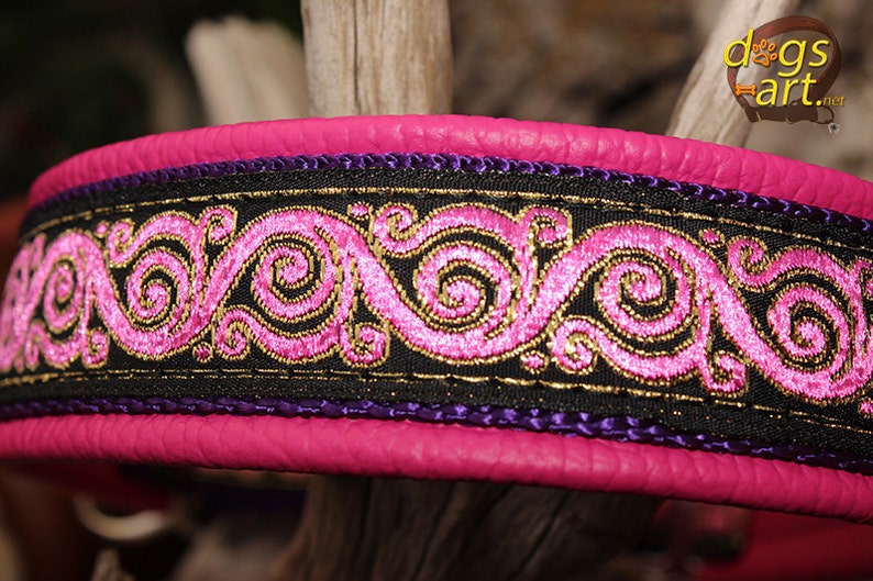 Pink Dog Collar, Leather Martingale Limited Slip, Princess, Design Your Own image 1