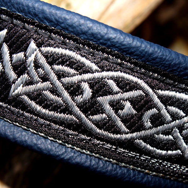 Viking Dog Collar Celtic Knot, Custom Leather Collar with metal Buckle, Design your own