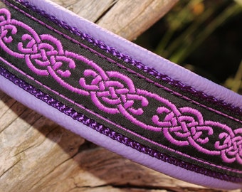 Purple Celtic Knot Dog Collar, Leather, Martingale Limited Slip, Create your own