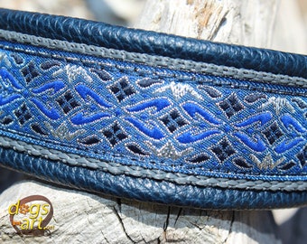 Blue Dog Collar Leather, Strong Metal Buckle in Black, Many Colors Available, Design Your Own