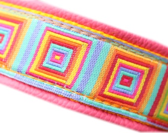 Colorful Dog Collar, Leather, Martingale Limited Slip, Pink, Create your own