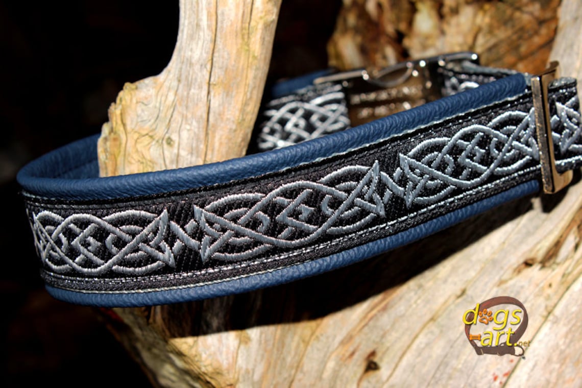 Dog Collar Celtic Knot Custom Leather Collar With Metal Etsy