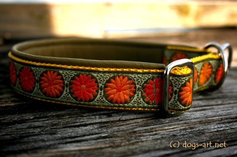 Martingale Leather Dog Collar Daisy Dot Limited Slip Design Etsy