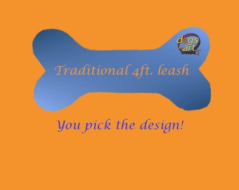 Handmade Traditional Dog Leash to match your collar - 4ft - You pick the design, dog leash, custom dog leash, 4ft leash, dog lead, leash