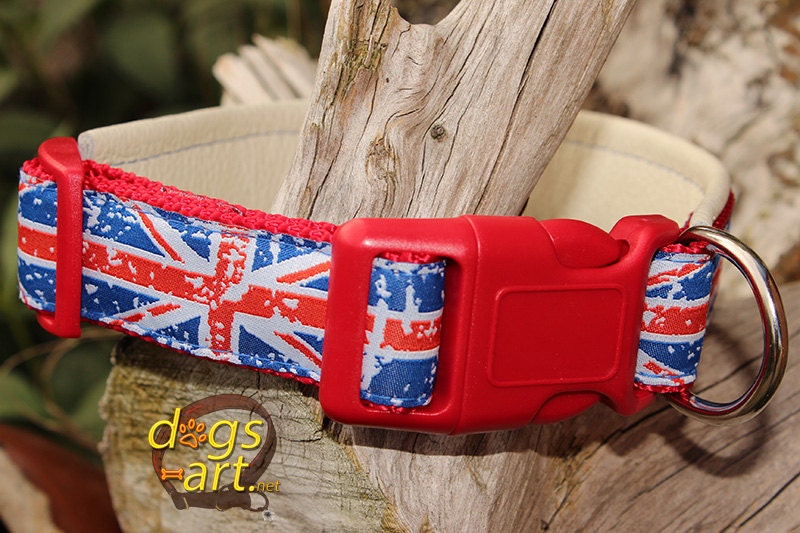 Dog Collar Union Jack by Dogsart Union Jack Collar Leather Etsy