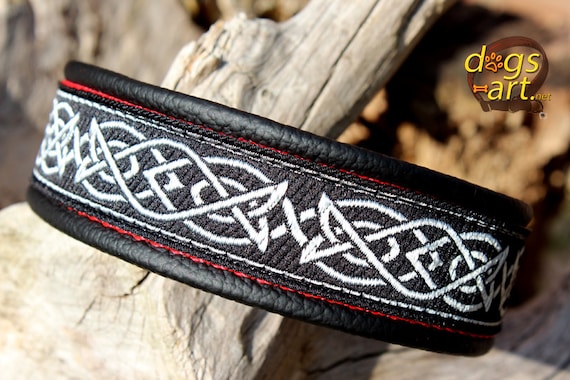 celtic leather dog collar