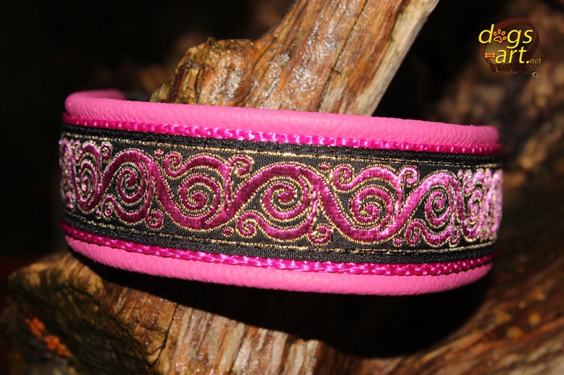 Pink Dog Collar Leather Martingale Limited Slip Metallic Etsy