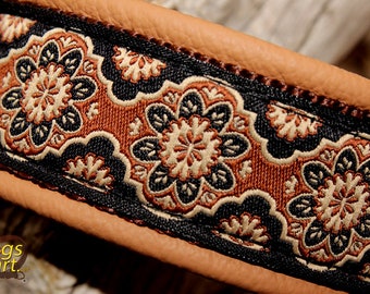 Martingale Dog Collar Leather, Limited Slip, Brass Hardware, Flower Floral, Design your own