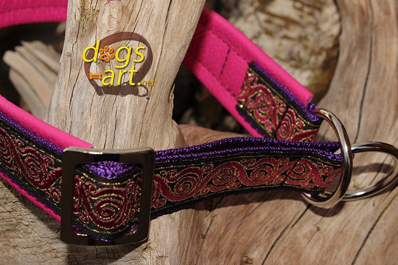 Pink Dog Collar, Leather Martingale Limited Slip, Princess, Design Your Own image 5