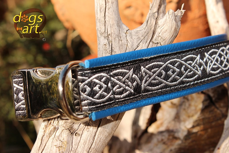 Viking Dog Collar Leather Celtic Knots Strong Metal Aluminum Etsy