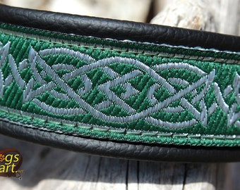 Celtic Dog Collar Leather, Metal Buckle, Personalized Engraving Available, Design your own with Name