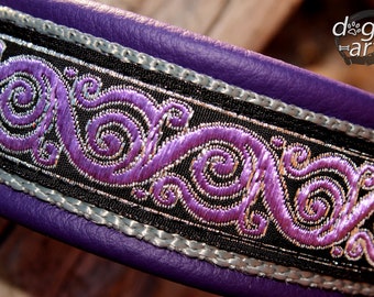 Dog Collar Royal Candy Purple, Leather Collar with strong Metal Buckle, Personalization available, Design your own