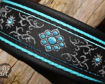 Dog Collar Leather, Sparkly, Metallic Bling, Strong Metal Buckle, Personalization available, Design your own