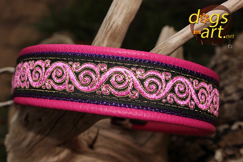 Pink Dog Collar, Leather Martingale Limited Slip, Princess, Design Your Own image 2