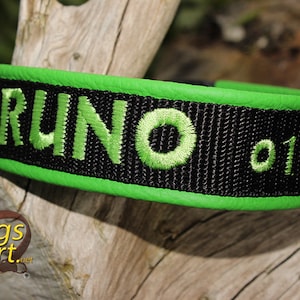 Gepersonaliseerde hondenhalsband met naam en telefoon, geborduurd, veel kleuren beschikbaar, ontwerp je eigen hondenhalsband