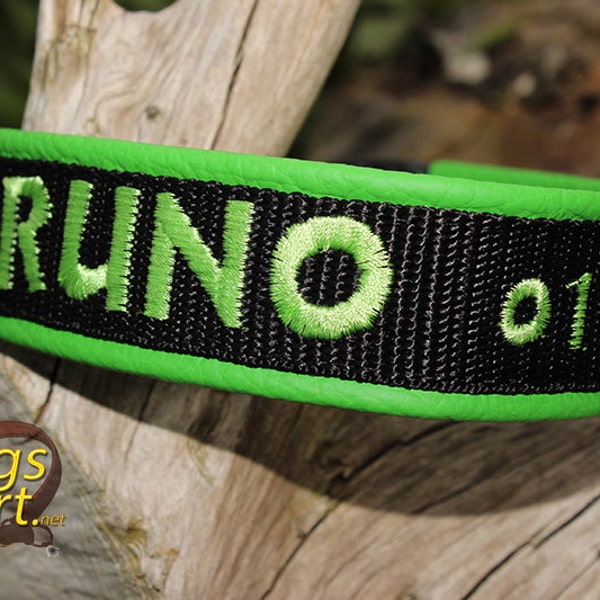 Personalized Dog Collar with Name and Phone, Embroidered, Many Colors available, Design your own