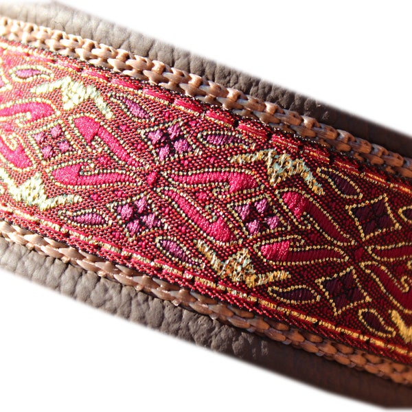 Custom Dog Collar Leather, Adjustable with Buckle, Gold Fancy, Design Your Own