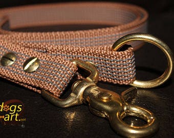 Dog Leash Rubberized, 4ft Leash, Hardware Brass, Non Slip Lead, Many Colors Available,