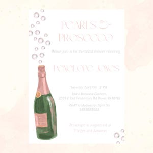Pearls & Prosecco Bridal Shower Template, Bridal Shower Invitation, Champagne Bridal Shower invitation