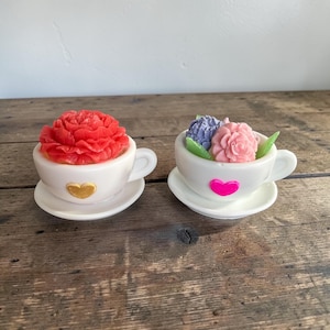 Blooming Tea Time Soap- Realistic Tea Cup Made with Glycerin Goat Milk Soap
