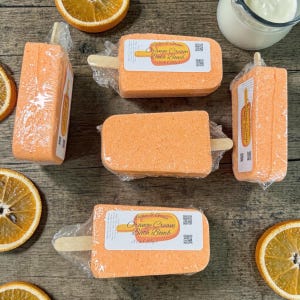 Orange Creamsicle Bath Bomb, Popsicle Shaped, Summer Treat Fragrance