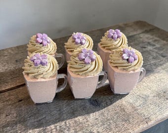 Earl Grey and Apple Bath Bomb- Topped with Bubble Frosting and a Soap Flower Decoration