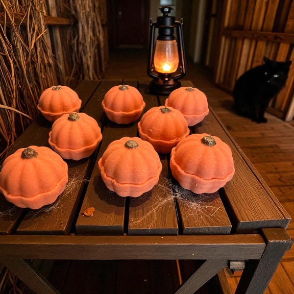 Bombe de bain 3D citrouille et babeurre – Parfums Latte à la citrouille, Guimauve à la citrouille ou Compote de pommes à la citrouille – Inspiration automnale et Halloween