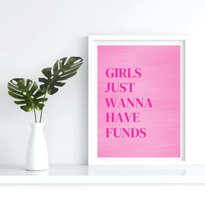 filles veulent juste avoir de l&#39;argent | Art mural citation texturé rose