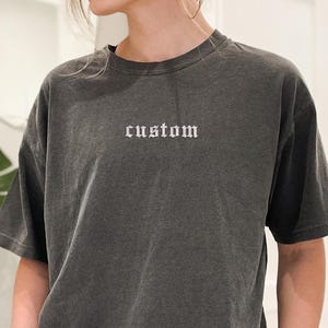 Custom Embroidered Comfort Colors Tshirt, Custom Embroidery Shirt, Embroidered Tee, Custom Text Tee, Gift for Dad, Embroidered Tshirt
