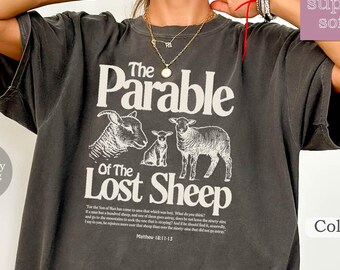 Parable of the Lost Sheep Bible Verse Tshirt, Faith Based Tee Worship Gospel Shirt Minimalist Christian Shirts Catholic Religious Gifts