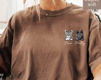Custom Cat Shirt, Comfort Colors Shirt, Personalized Cat Shirt, Cat Lovers Shirt, Gift for Mom, Gift for Dad, Mothers Day Gift, Fathers Day