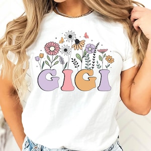 Gigi Shirt, Wildflowers Grandma Shirt, Gigi Est 2025, Gift for New Grandmother Pregnancy Announcement Grandma Baby Reveal Gift