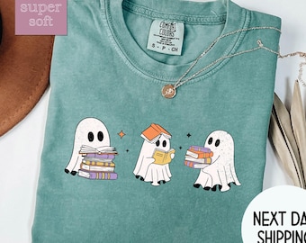 Comfort Colors Acotar Ghost Shirt,Bookish ghost Shirt,Books Lover Ghost Gift,SJM Book Reader,Ghost Reading Books,Bookish Librarian Halloween