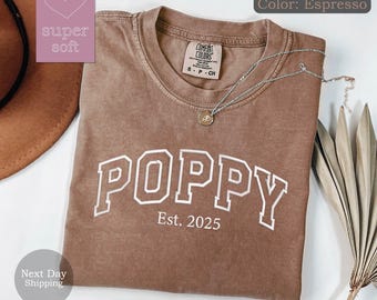 Custom Embroidered Poppy Shirt, Grandpa Shirt With Date, Pappy Est Year Shirt, Custom Poppy Est Tshirt, Gift For New Poppy, Fathers Day Gift