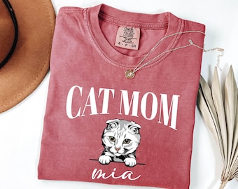 Custom Cat Shirt, Comfort Colors Shirt, Personalized Cat Mom Gift, Gift for Cat Dad, Cat Lover TShirt, New Cat Owner Tee, Cute Pet T-Shirt